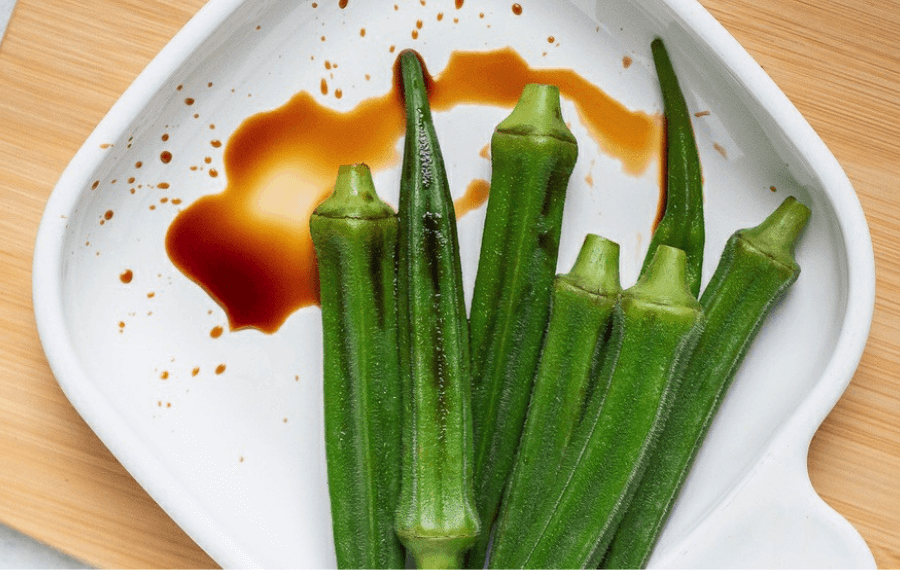 Boiled Okra with Tamari Nourishing Balance