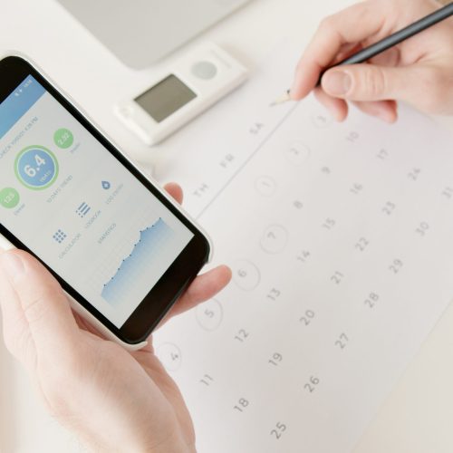Blood glucose monitoring on phone and calendar